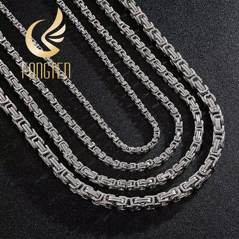 4/5/6/8 Mm Choker Long Necklace Men Male Stainless Steel Byzantine Box Chain Husband Boyfriend Bff Gift