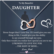 Interlocking Heart Necklace for Daughter Granddaughter from Mom Dad Grandma, Birthday Christmas Valentine'S Day Gifts for Teen Girls Women