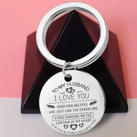 2020 New Stainless Steel Keychain to My Husband Dog Tag Lettering Key Ring to Husband Boyfriend Birthday Gift