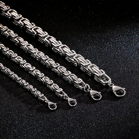 4/5/6/8 Mm Choker Long Necklace Men Male Stainless Steel Byzantine Box Chain Husband Boyfriend Bff Gift