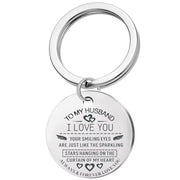 2020 New Stainless Steel Keychain to My Husband Dog Tag Lettering Key Ring to Husband Boyfriend Birthday Gift