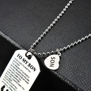 Inspirational Birthday Gift to My Son from Mom Always Remember You Are Braver Stainless Steel Dog Tag Necklace Pendant