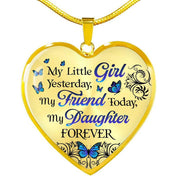 My Little Girl Yesterday My Friend Today Heart Pendant Necklace Butterfly Necklace Birthday Gift to Daughter from Dad and Mom