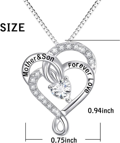 925 Sterling Silver Jewelry Engraved Always My Mother Forever My Friend/I Love You to the Moon and Back Pendant Necklace for Women Mom Wife Daughter Christmas Gift Love Heart Necklaces