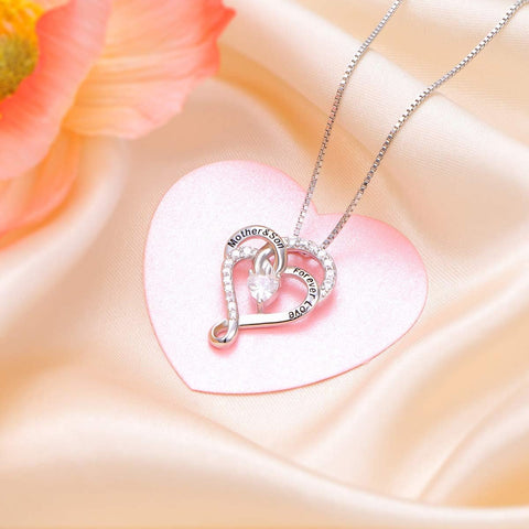 925 Sterling Silver Jewelry Engraved Always My Mother Forever My Friend/I Love You to the Moon and Back Pendant Necklace for Women Mom Wife Daughter Christmas Gift Love Heart Necklaces