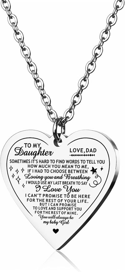 Heart Pendant to My Daughter Necklace from Dad Mom Inspirational Gift Never Forget That I Love You Forever Christmas Gift Birthday Gifts Best Gift for Mother'S Day