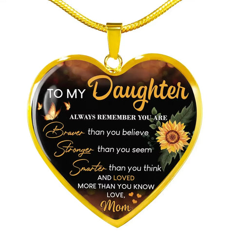 To My Daughter Exquisite Heart Pendant Necklace to Daughter from Mom Sunflower Necklace Heart Necklace Birthday Christmas Gift