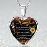 To My Daughter Exquisite Heart Pendant Necklace to Daughter from Mom Sunflower Necklace Heart Necklace Birthday Christmas Gift