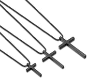 Cross Necklace for Men, Silver Black Gold Stainless Steel Cross Pendant Necklace for Men, 16-30 Inches Box Chain