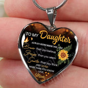 To My Daughter Exquisite Heart Pendant Necklace to Daughter from Mom Sunflower Necklace Heart Necklace Birthday Christmas Gift