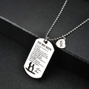 Inspirational Birthday Gift to My Son from Mom Always Remember You Are Braver Stainless Steel Dog Tag Necklace Pendant