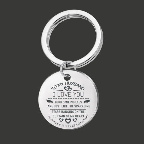 2020 New Stainless Steel Keychain to My Husband Dog Tag Lettering Key Ring to Husband Boyfriend Birthday Gift