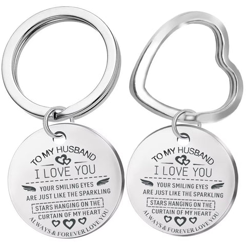 2020 New Stainless Steel Keychain to My Husband Dog Tag Lettering Key Ring to Husband Boyfriend Birthday Gift