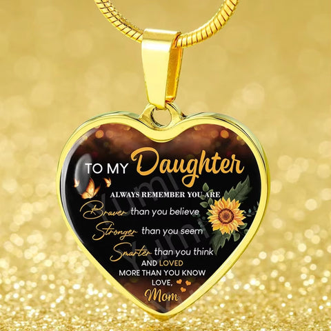 To My Daughter Exquisite Heart Pendant Necklace to Daughter from Mom Sunflower Necklace Heart Necklace Birthday Christmas Gift