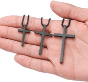 Cross Necklace for Men, Silver Black Gold Stainless Steel Cross Pendant Necklace for Men, 16-30 Inches Box Chain